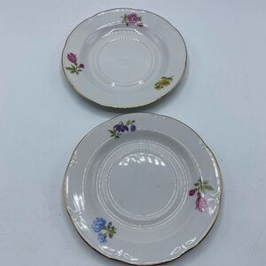 JLMENAU Graf Von Henneberg Floral Porzellan Saucer E Germany Vintage Set Of 2